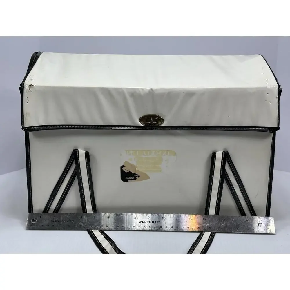 Vintage 1960's PET‎ A GO GO Dog Carrier Vented Hippie Dog BOHO White Vinyl